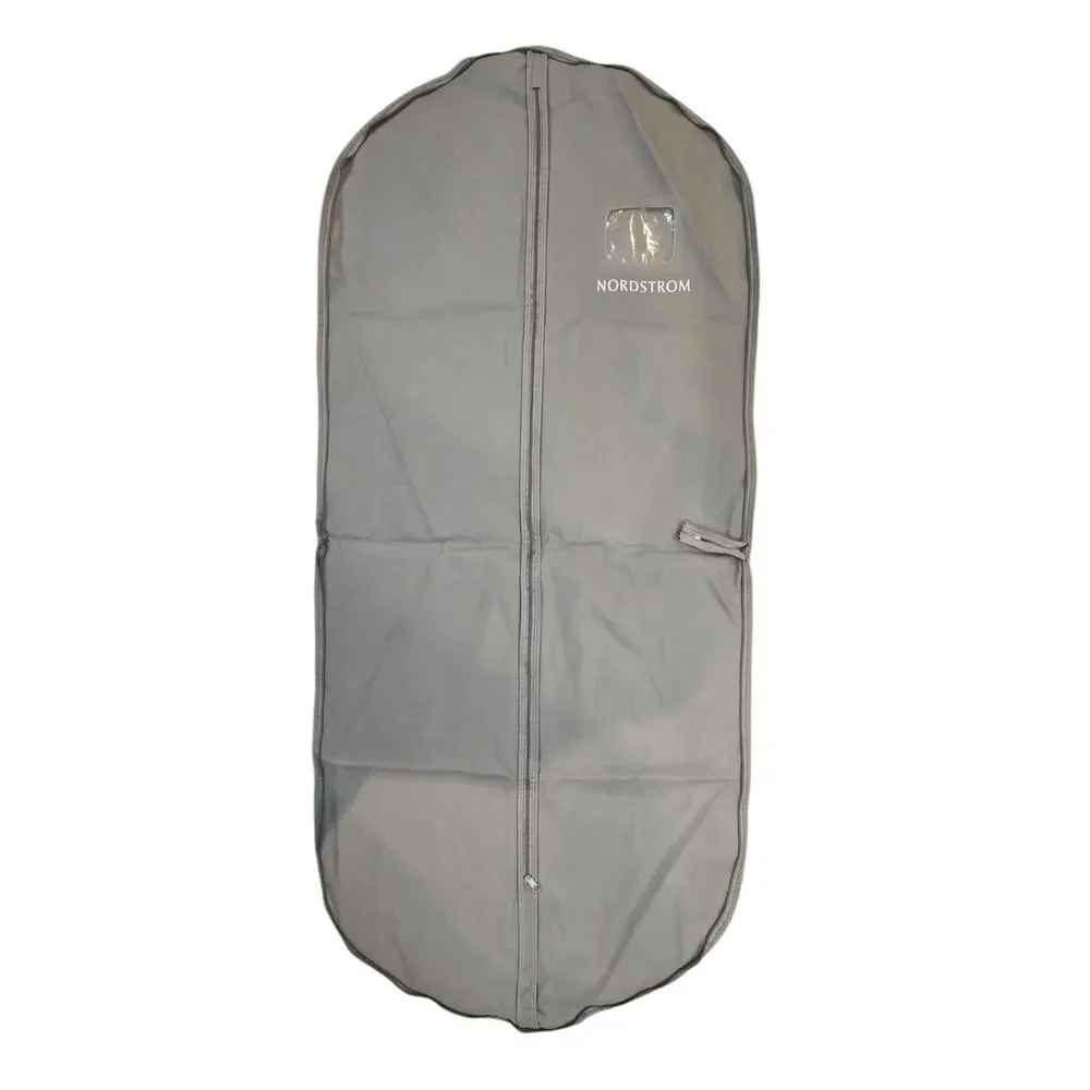 2 Vintage Nordstrom Grey Full Size Garment Hanging Bags, 1 Vinyl and 1 Cloth